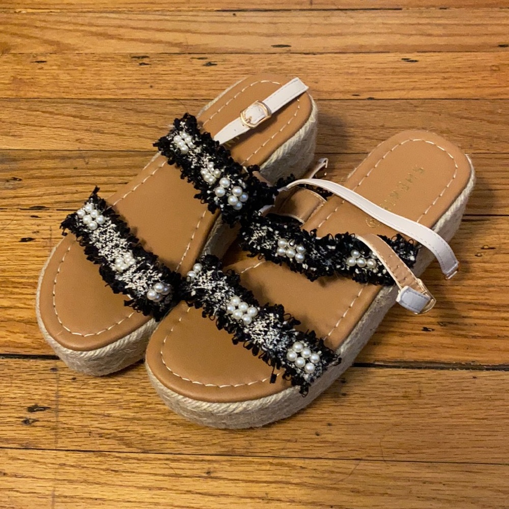 Tweed platform sandals